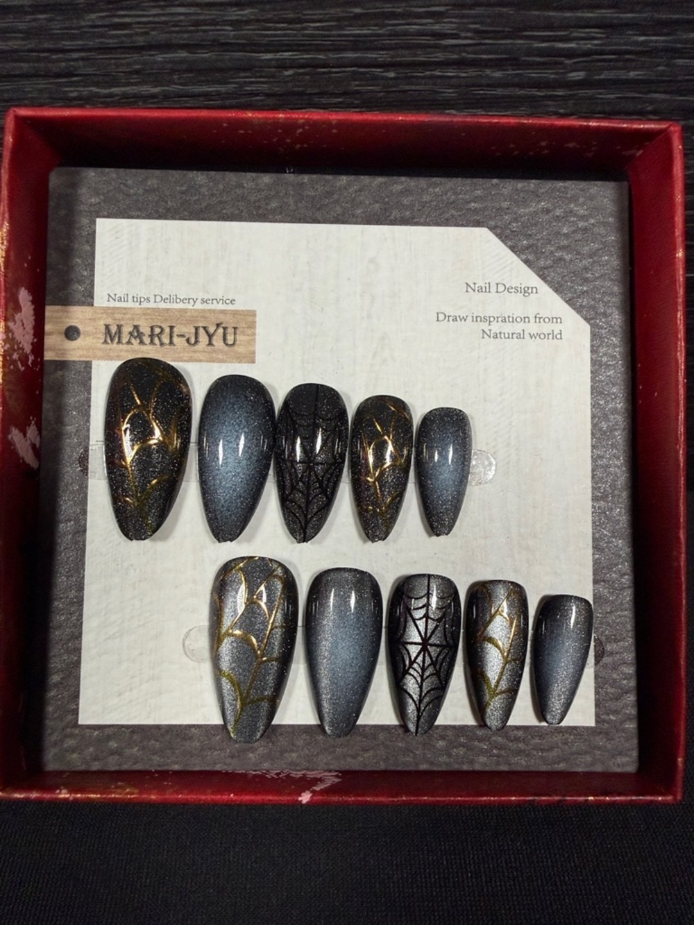 🕸️ MARI-JYU Luxury "Spider Queen" Cat-Eye Press-On Nails 🕸️